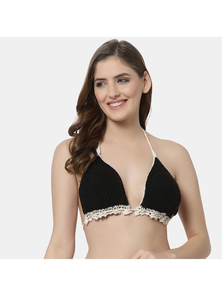Velvery Handcrafted Halter Neck Bikini Top - Black-picture-28