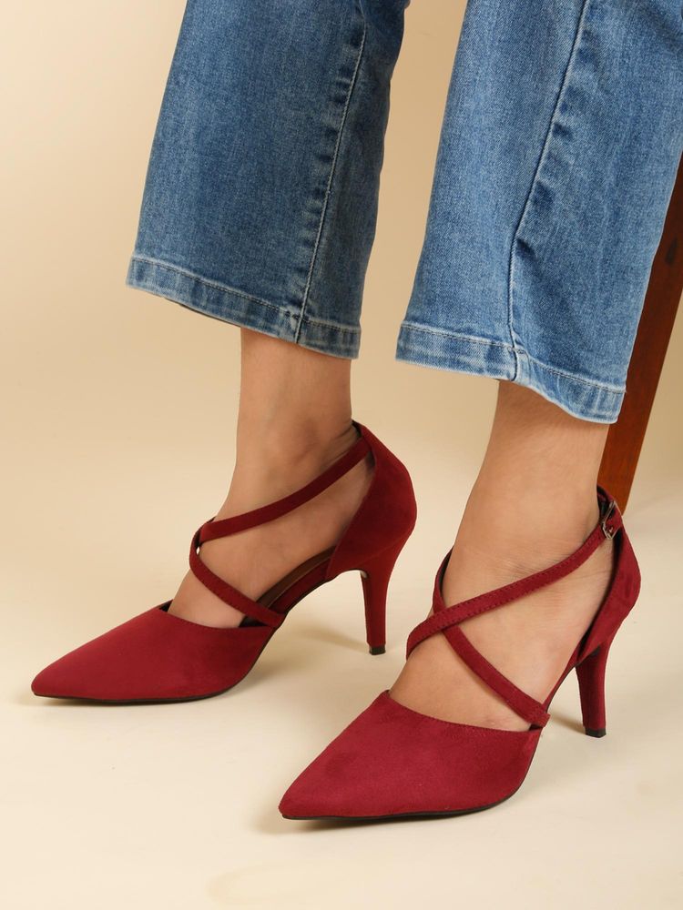 Flat n Heels Women Stilleto Heels- Maroon-picture-42