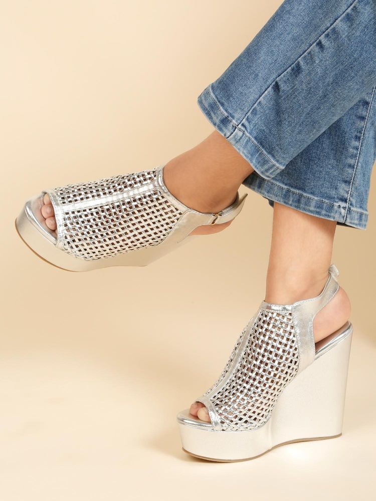 Flat n Heels Women Wedges- Silver-picture-19