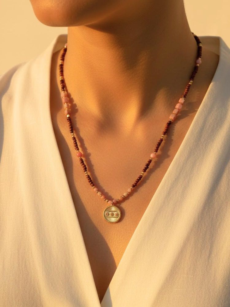 Inaya Accessories Multi-Color Stainless Steel Stones Necklace-image-22