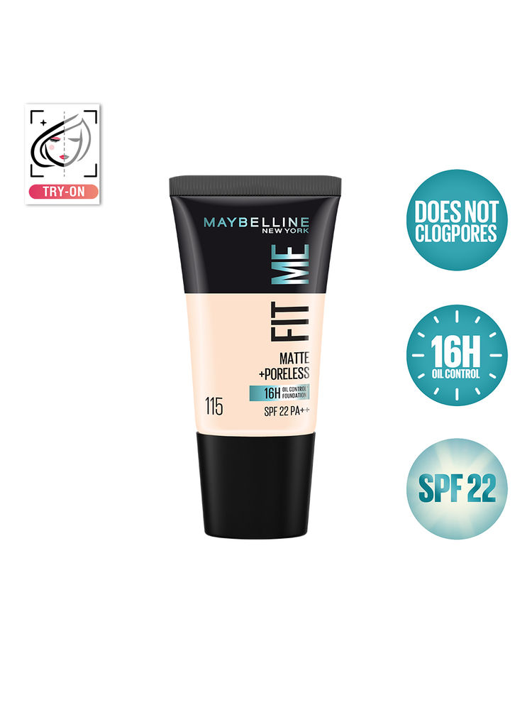 Maybelline New York Fit Me Matte+Poreless 16H Oil Control Foundation with SPF 22 - 115 Ivory