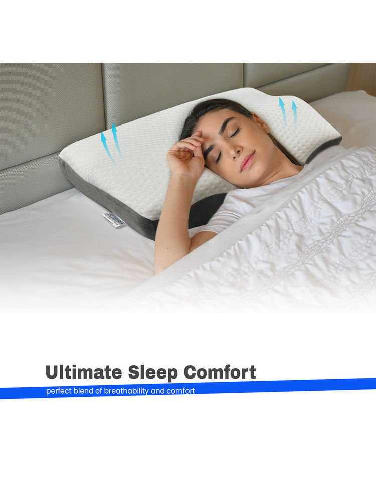 SLEEPSIA Gel Contour Cervical Pillow for Neck and Shoulder Support White-image-30