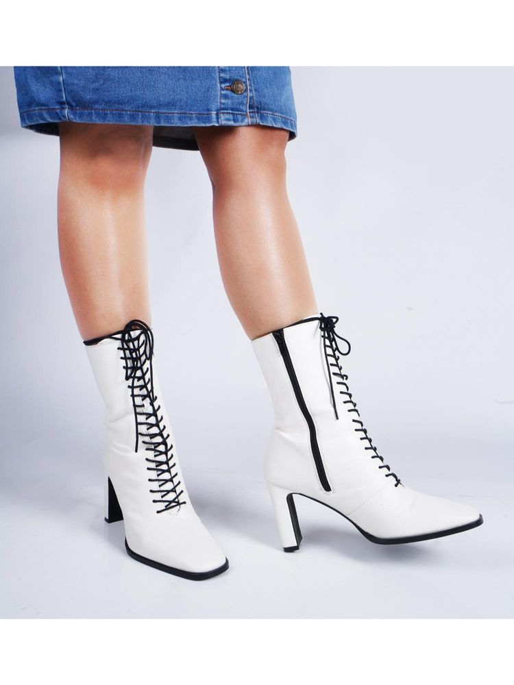 The White Pole White Trendy Casual Boots for Women-picture-48