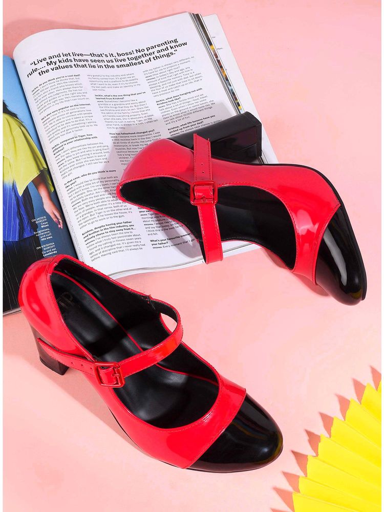 The White Pole Red Trendy Comfort Block Sandal Heels For Women-picture-46