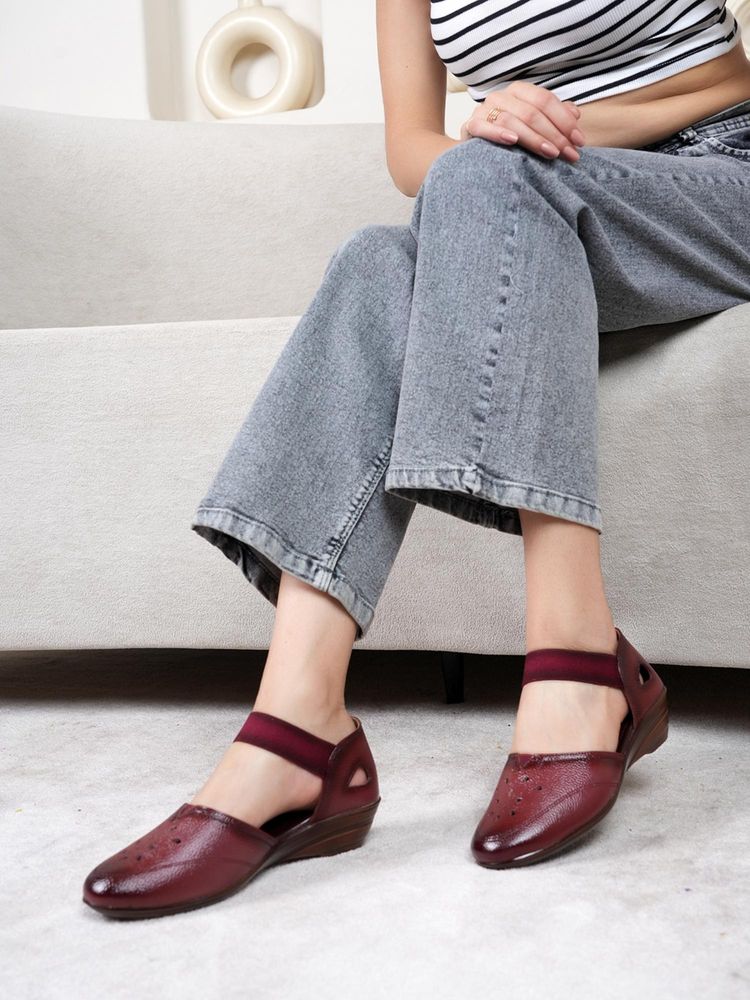 Dollphin Women Maroon Leather Sandal Heels-image-29
