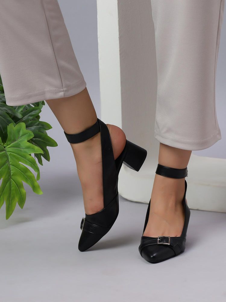 T.ELEVEN Jessica Women Block Black Closed Sandal Heels-image-33