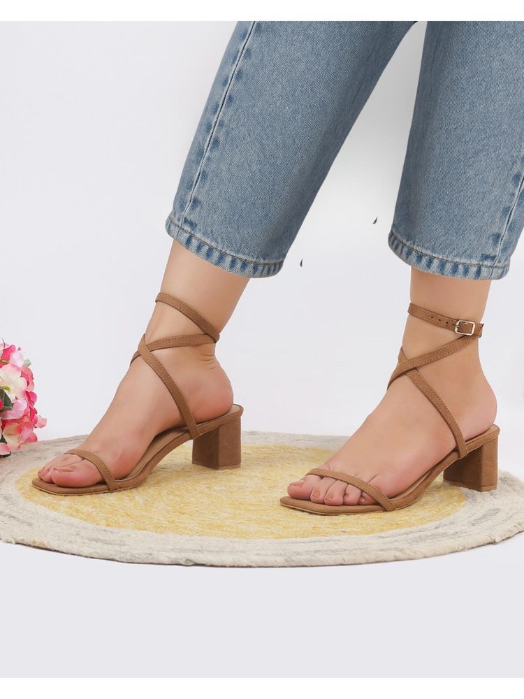 T.ELEVEN Nisa Women Block Tan Sandal Heels-image-23