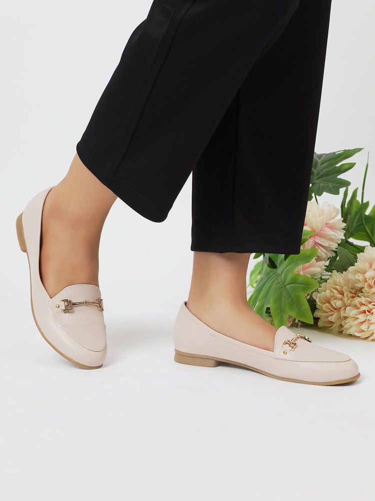 T.ELEVEN Kim Women Beige Casual Loafers with Buckle embellishment-picture-23