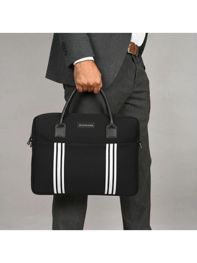 Giordano Unisex Canvas 15-Inch Laptop Bag with Detachable Strap - Black-image-47