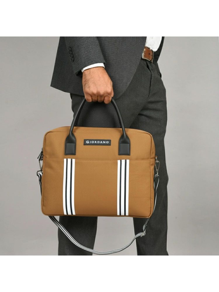 Giordano Unisex Canvas 15-Inch Laptop Bag with Detachable Strap - Tan-image-6