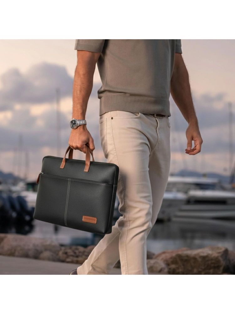Giordano Unisex 15 Inch PU Leather Laptop Bag - Black-picture-20