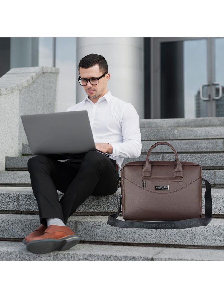 kenneth cole accessories Kenneth Cole Unisex Professional 15 Inch Laptop Bag With Detachable Strap - Brown-picture-11