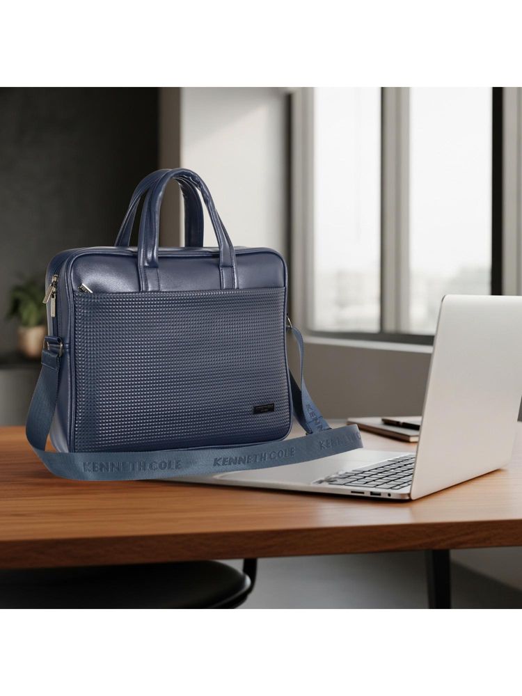 kenneth cole accessories Kenneth Cole Unisex 15.6 Inch PU Laptop Bag with Adjustable Shoulder Strap - Navy Blue-picture-21
