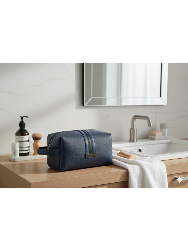 Kenneth Cole Unisex PU Dop Kit Spacious Travel Pouch - Navy Blue-image-32