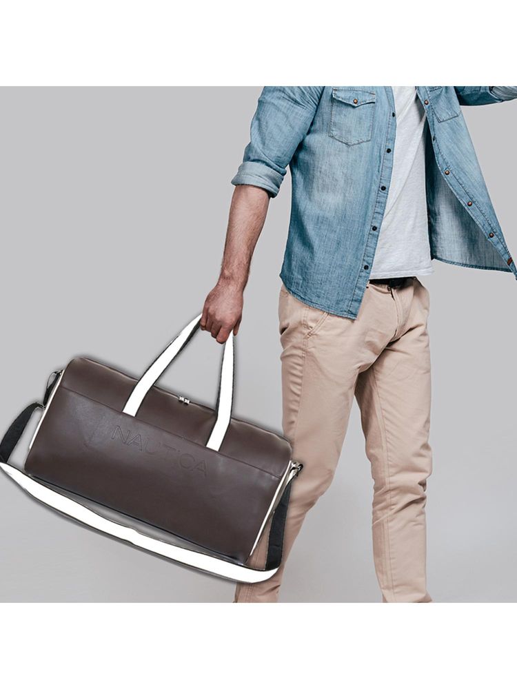 nautica accessories Nautica Unisex Spacious PU Duffle Bag With Detachable Strap - Brown-picture-24