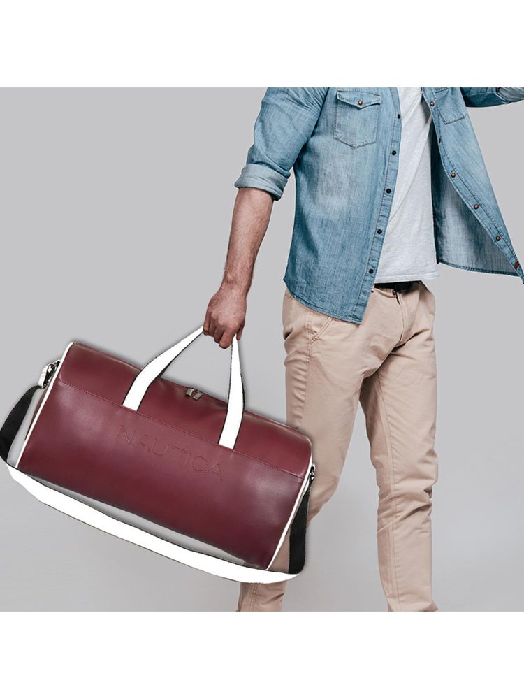 nautica accessories Nautica Unisex Spacious PU Duffle Bag With Detachable Strap - Maroon-picture-22