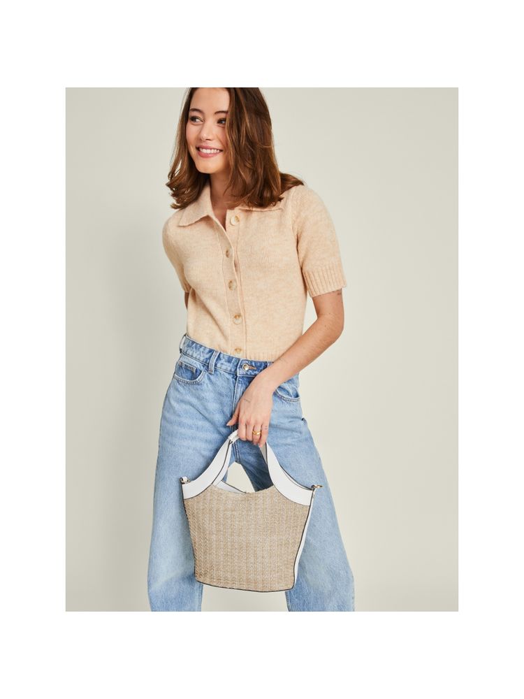 Accessorize London Women Beige Woven Satchel Bag-picture-15