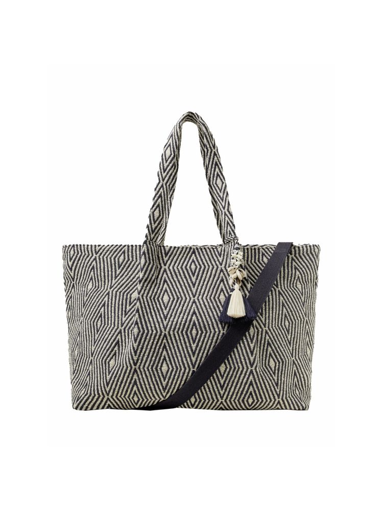Accessorize London Women Black Geometric Print Weekender Tote Bag-picture-10