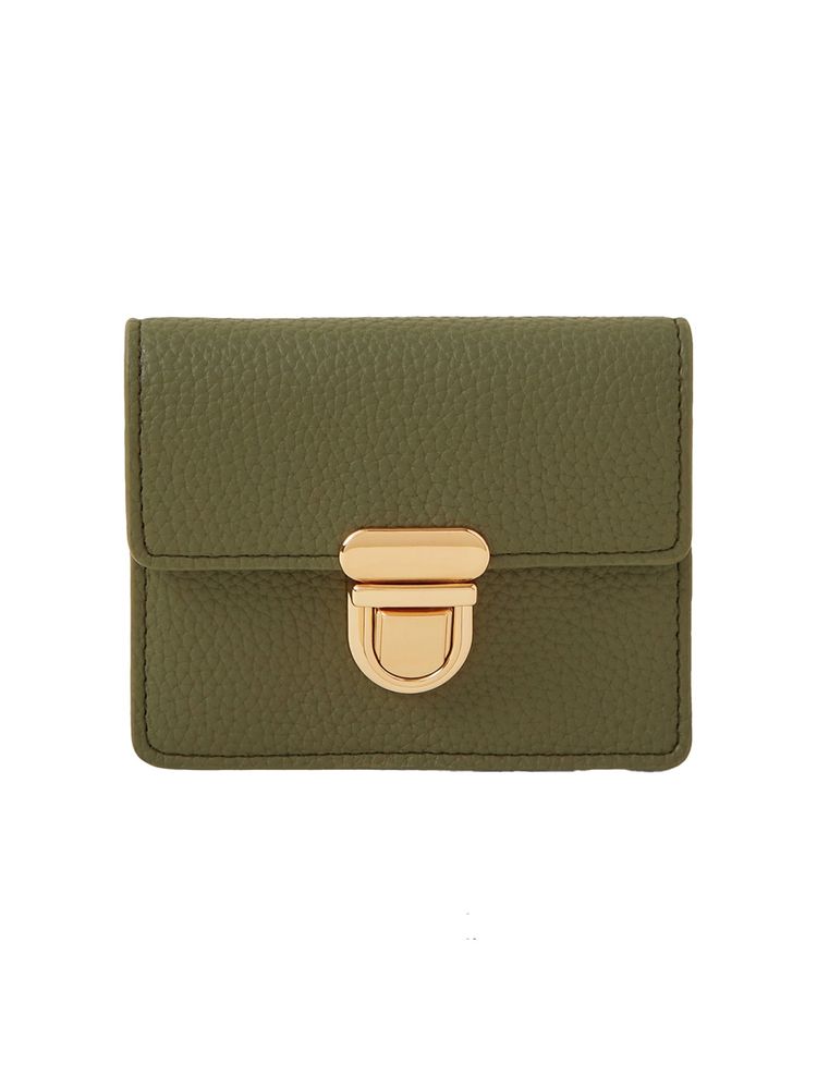 Accessorize London Women Khaki Push Lock Card Holder-picture-14