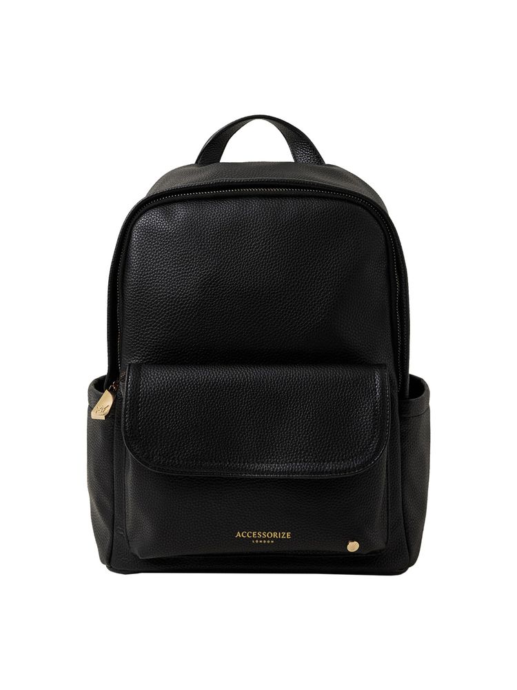 Accessorize London Women Black Front Flap Backpack-image-30