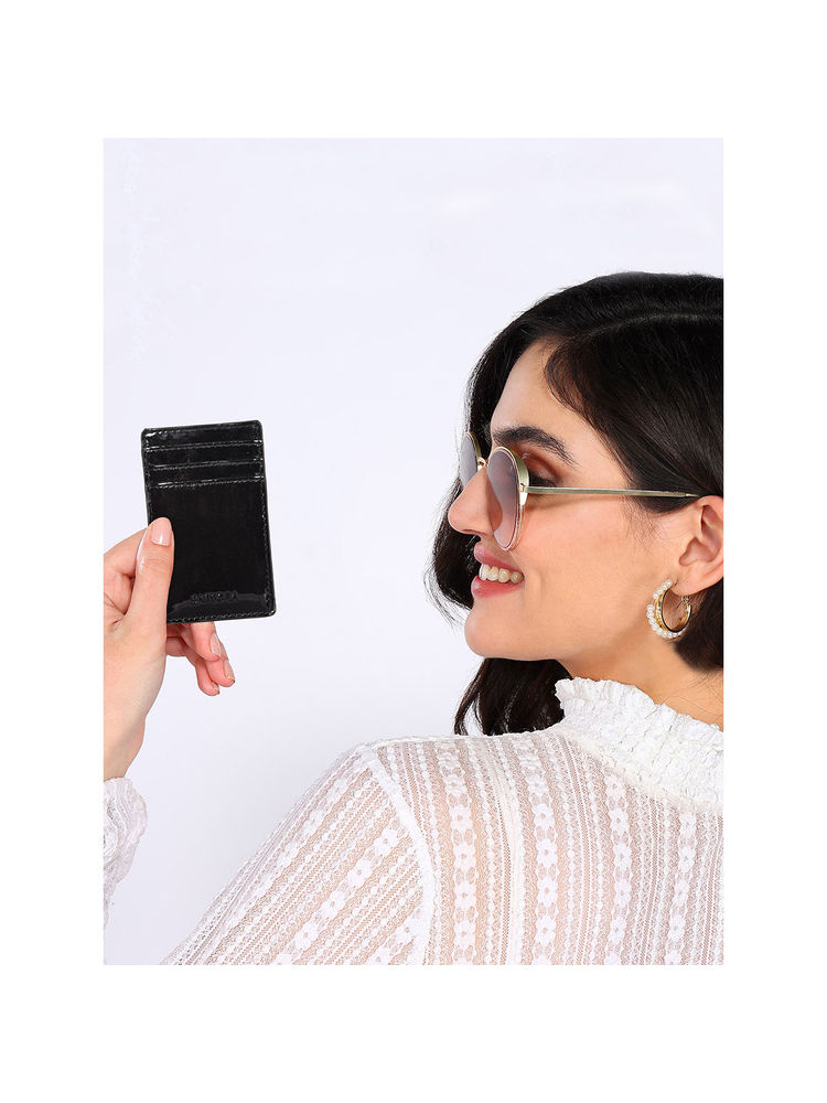 Sassora Premium Patent Leather Rfid Unisex Slim Card Holder (S)-picture-49