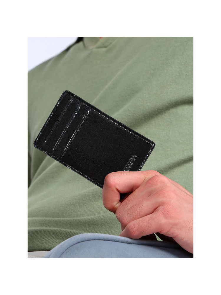 Sassora Premium Patent Leather Unisex Rfid Money Clip Card Cases(S)-picture-20