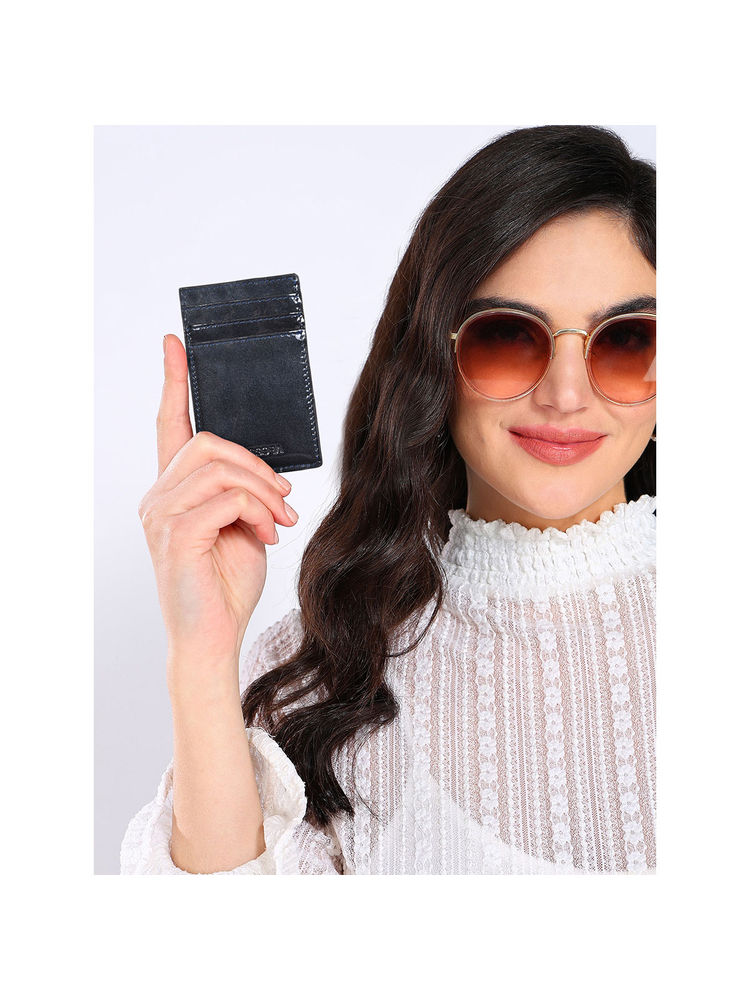 Sassora Premium Patent Leather Unisex Rfid Money Clip Card Cases(S)-image-1