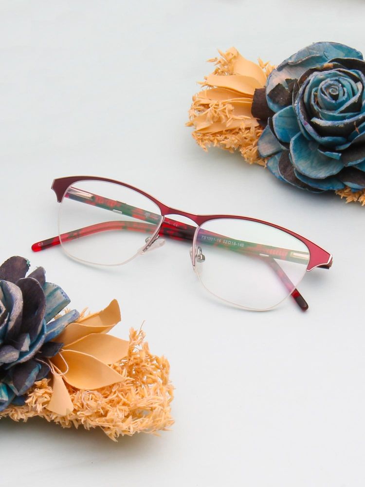 TED SMITH Women Purple Half Rim Cat Eye Frame (52)-picture-30