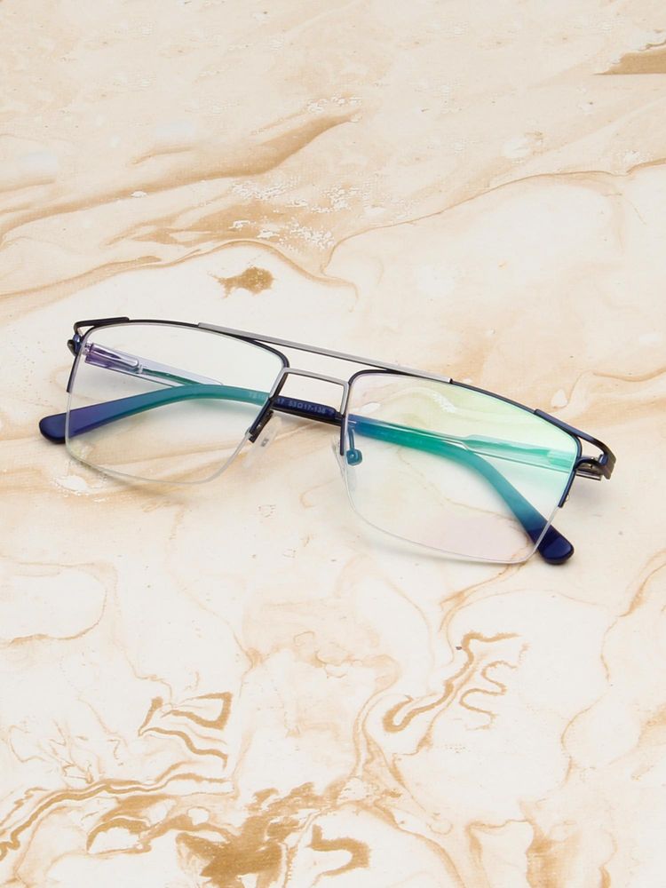 TED SMITH Unisex Blue Half Rim Rectangle Frame (53)-image-43