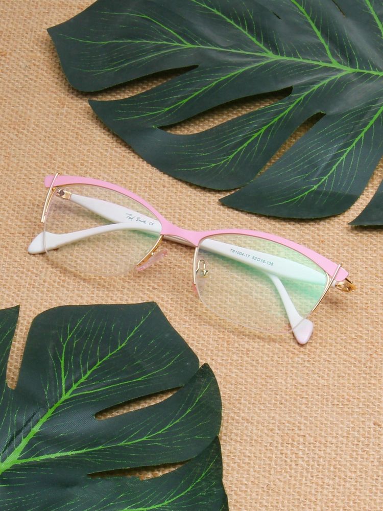 TED SMITH Women Pink Half Rim Cat Eye Frame (53)-picture-34