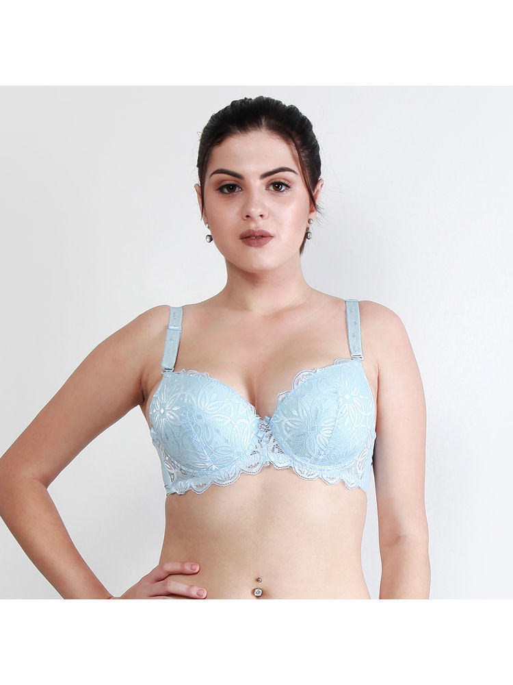 Makclan Flirt With Floral Lace Underwired Full Coverage Bra - Blue-picture-24