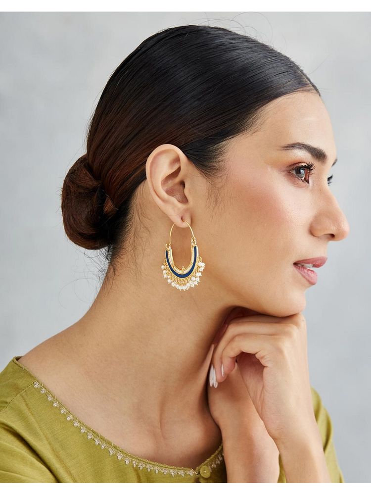 Fabindia Silver Reversible Hoops Earrings-image-6