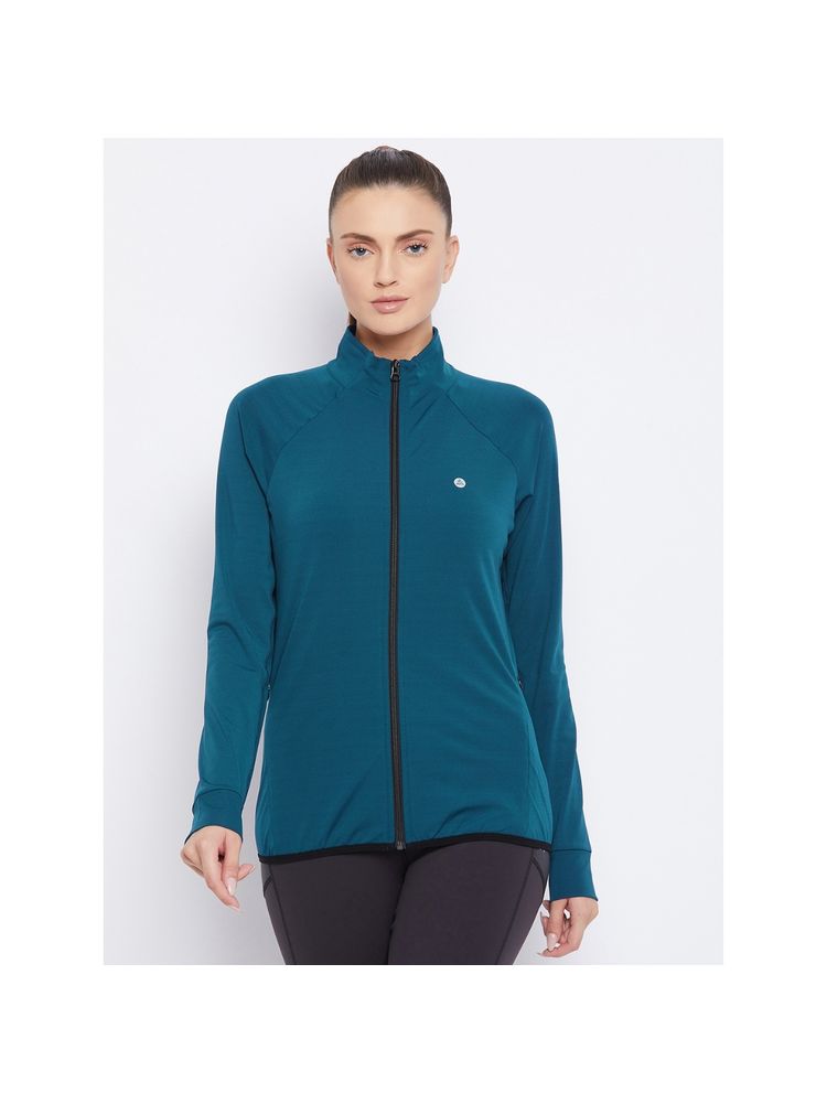 Athlisis Women Teal Zipper Dry Fit Outdoor Jacket-picture-10