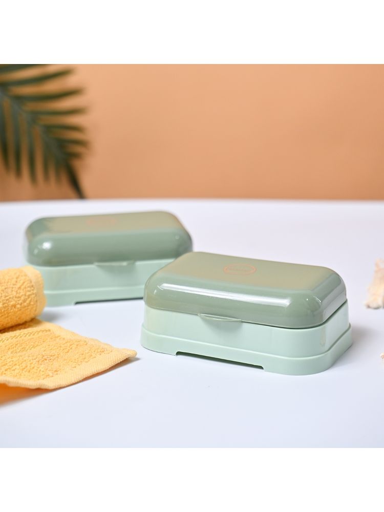 Voncasa Plastic Green Soap Dish - Pack of 2-picture-19