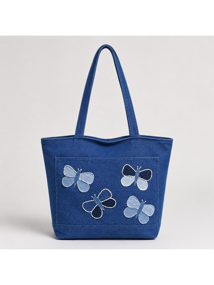 THE PURANI JEANS Denim Butterfly Tote Bag-image-9
