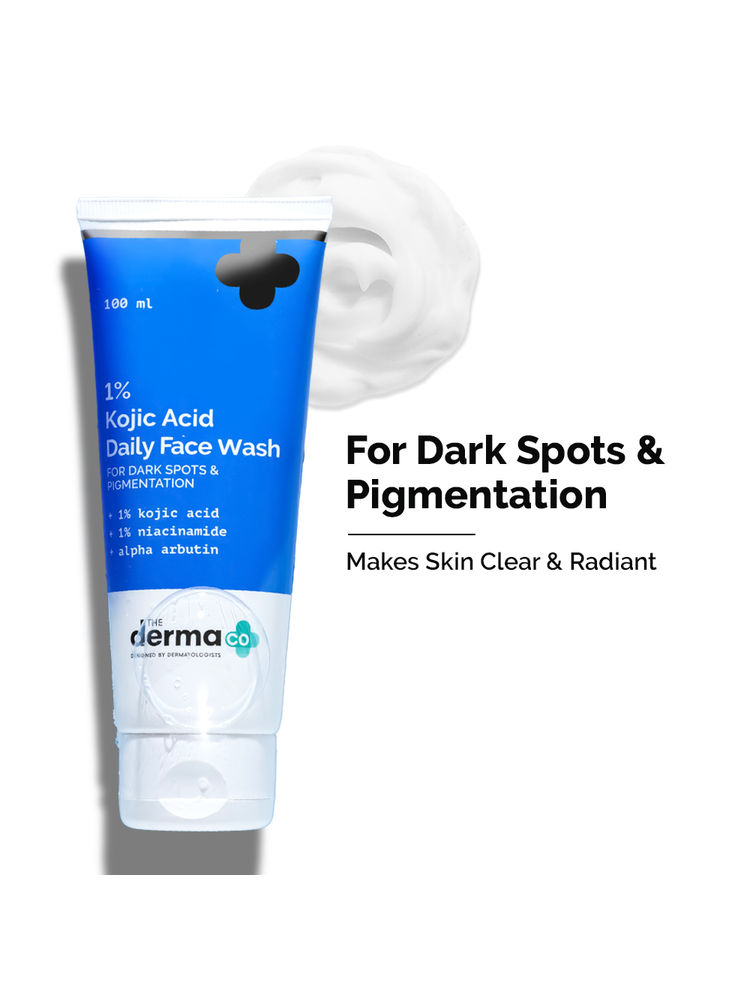The Derma Co 1% Kojic Acid Face Wash I Reduces Dark Spots & Pigmentation | Cleanses & Brightens Skin
