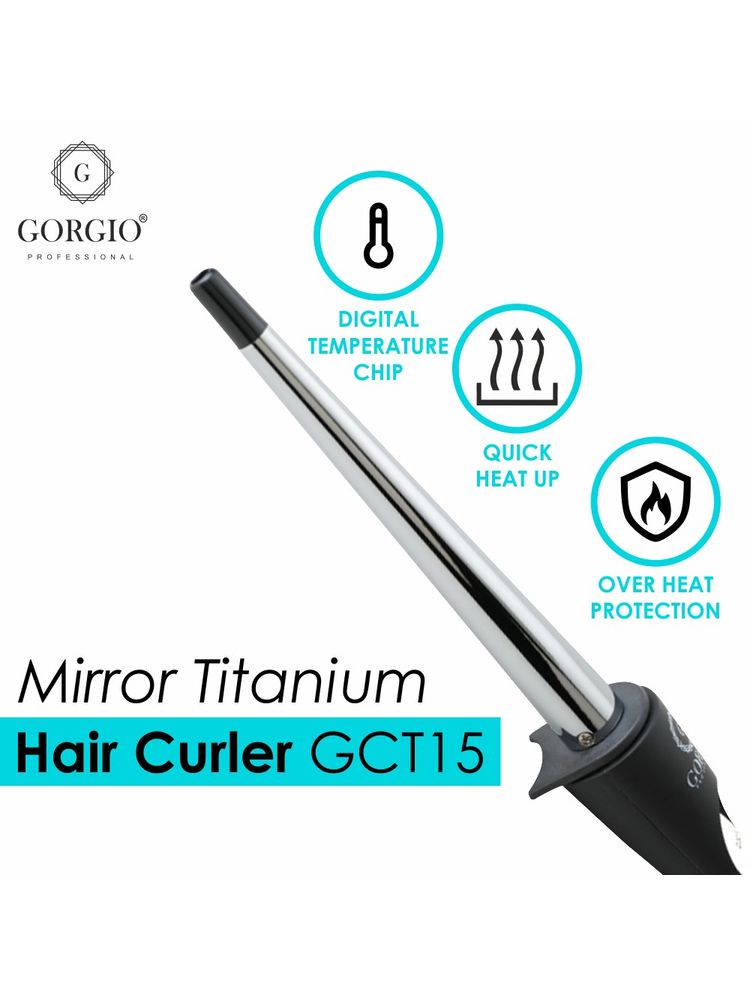 Gorgio Professional Premium Titanium Hair Curling Tong wand GCT 15-picture-30