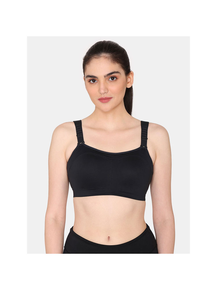 Zivame Zelocity High Impact Quick Dry Sports Bra - Jet Black-image-45