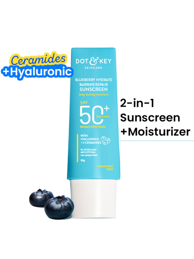 Dot & Key Blueberry Hydrating Barrier Repair Face Sunscreen SPF 50+ PA++++ - 100% No White Cast