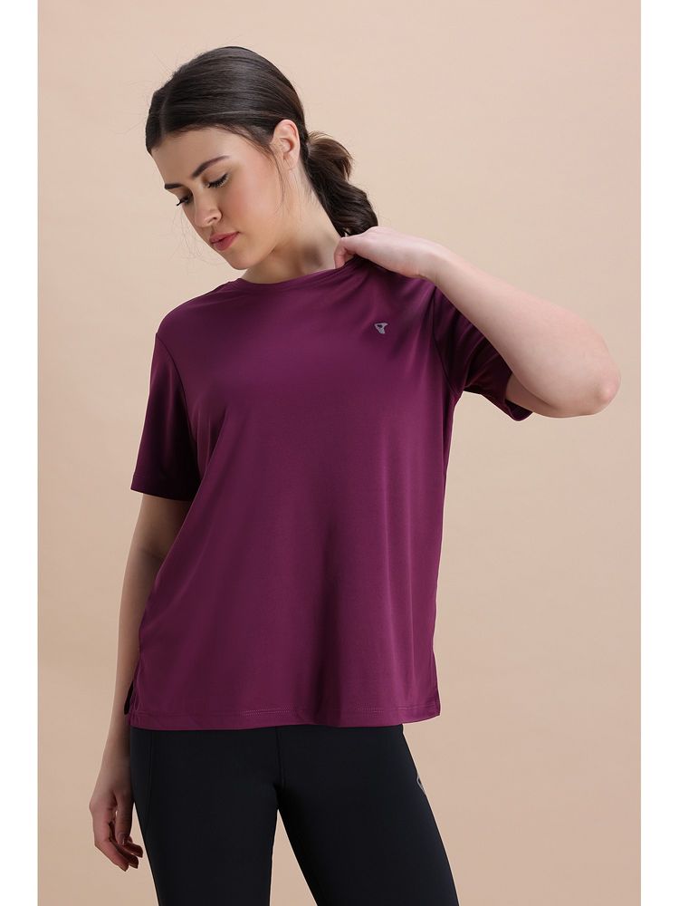 Zivame Dark Purple Zelocity Quick Dry Relaxed T-Shirt-picture-26