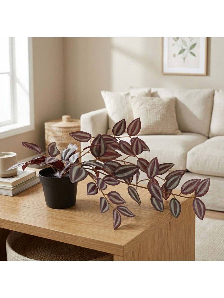 HomeTown Ilana Hanging Purple Artificial Tradescantia Plant-image-2
