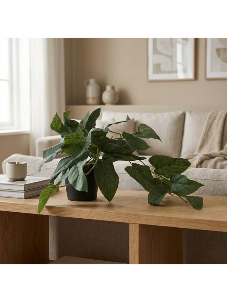 HomeTown Ilana Hanging Green Artificial Philodendron Plant-image-33