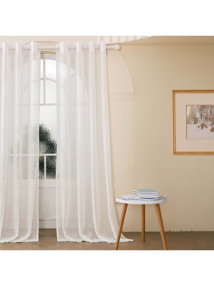 Story@Home Off White Polyester Sheer Semi Long Door Curtain (8 Feet)-image-7