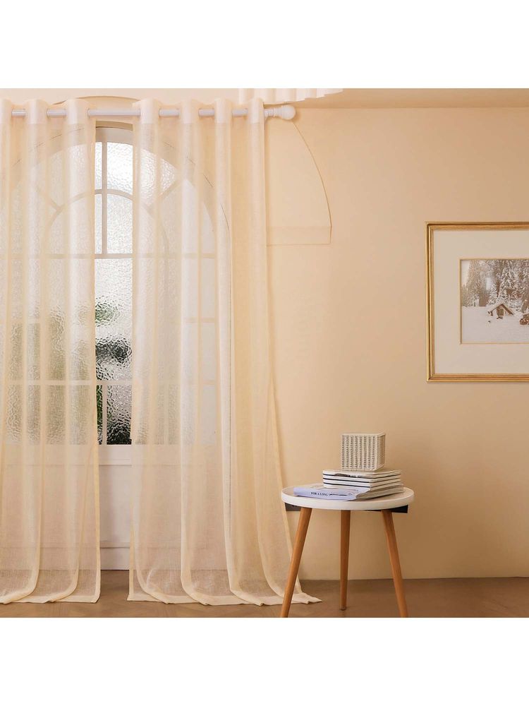 Story@Home Beige Polyester Sheer Semi Long Door Curtain (8 Feet)-image-3