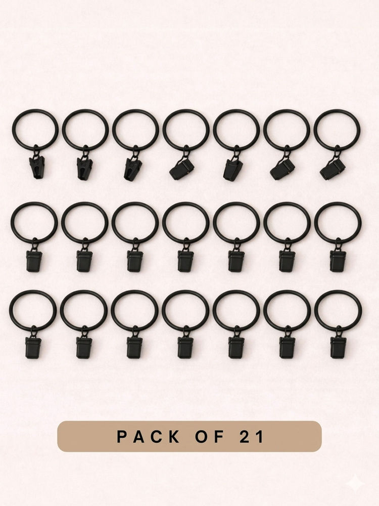 The Decor Mart Black Metal Curtain Rings with Clip for Curtain Rod (Pack of 21)-image-6