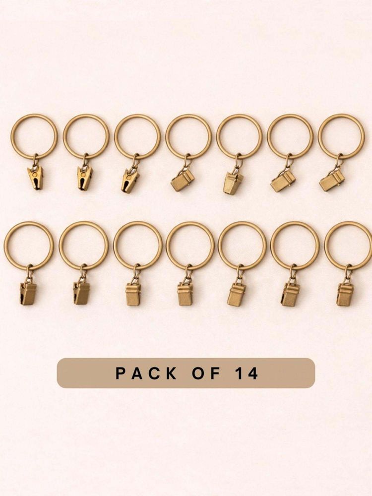 The Decor Mart Gold Metal Curtain Ring with Clip for Curtain Rod (Pack of 14)-picture-38