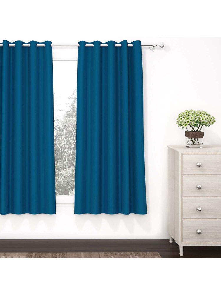 Story@Home Blue Faux Silk Door Curtain-picture-24