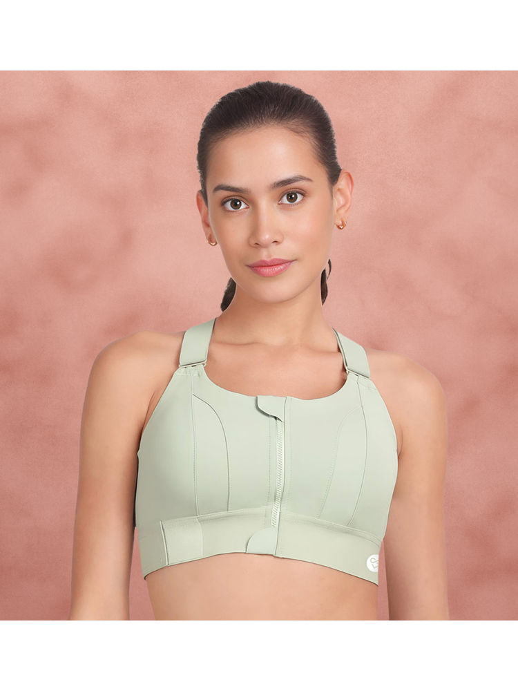 Shyaway Bay Green Velcro Adjuster High Impact High Coverage Sports Bra-picture-15