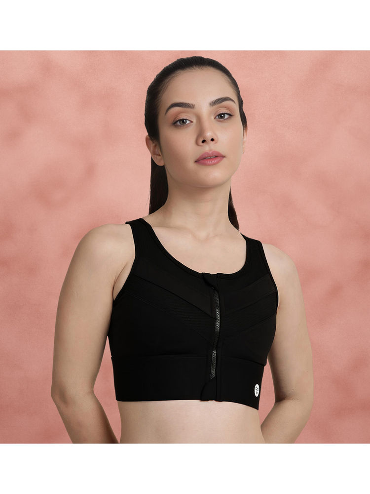 Shyaway Black Beauty Front Open Padded Sports Bra-image-6