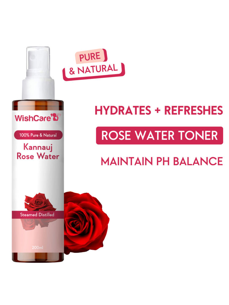 Wishcare Pure & Natural Kannauj Rose Water For Skin Face & Hair - Rose Water Spray Face Toner